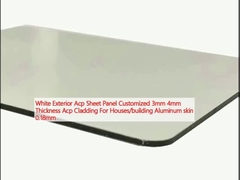 Белый внешний панель Acp листов на заказ 3 мм 4 мм толщина Acp облицовка для домов / зданий Алюминиевая кожа 0,18 мм
